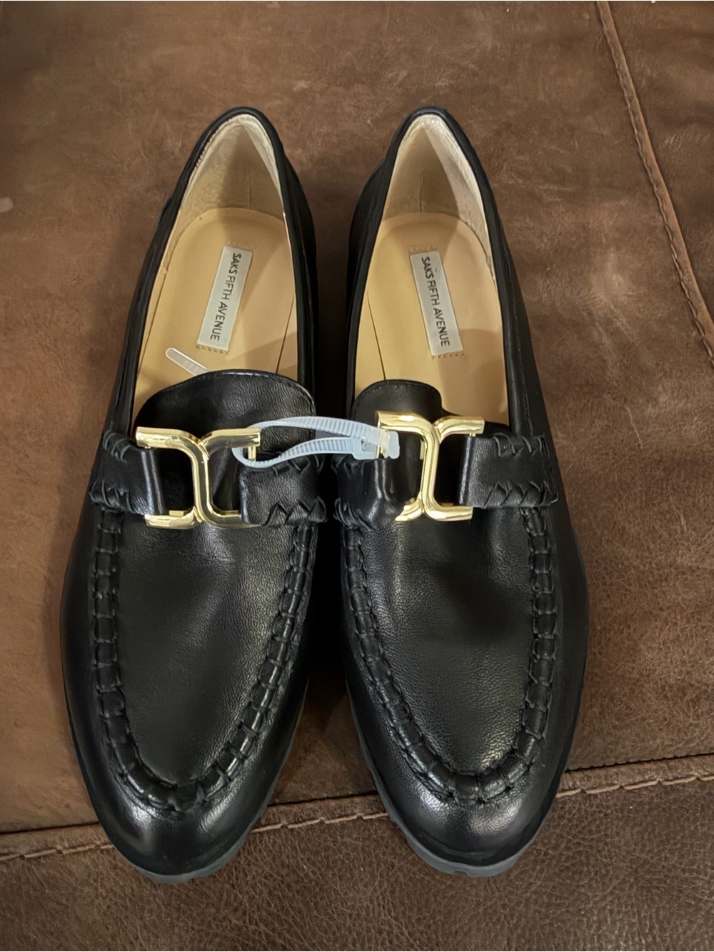 Saks Fifth Avenue Women’s Pixie Apron Toe Leather Loafers Size 7
